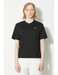 Lacoste t-shirt bawełniany damski kolor czarny TF7215
