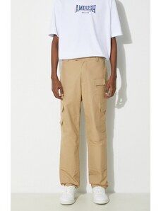 AMBUSH spodnie bawełniane Slim Cargo Pants Tree kolor brązowy proste BMCF001S24FAB