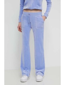 Juicy Couture spodnie dresowe welurowe kolor niebieski z aplikacją