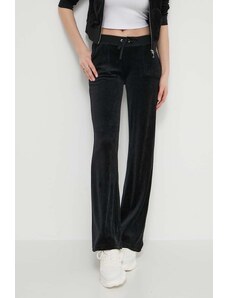 Juicy Couture spodnie dresowe welurowe kolor czarny gładkie