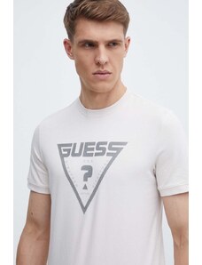 Guess t-shirt QUEENCIE męski kolor beżowy z nadrukiem Z4GI09 J1314