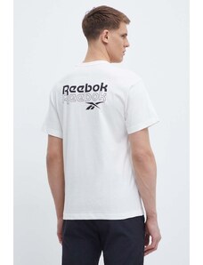 Reebok t-shirt bawełniany Brand Proud męski kolor beżowy z nadrukiem 100076380