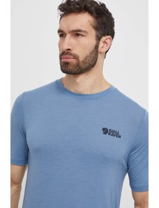 Fjallraven t-shirt wełniany Abisko Wool Logo kolor niebieski gładki F86977