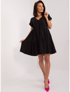 Factory Price Bawełniana sukienka rozkloszowana czarna (6873)