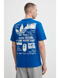adidas Originals t-shirt bawełniany męski kolor niebieski z nadrukiem IS0182