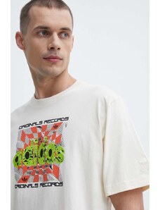 adidas Originals t-shirt bawełniany męski kolor beżowy z nadrukiem IS2905