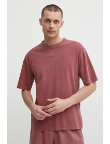 Reebok t-shirt bawełniany męski kolor różowy gładki 100076357