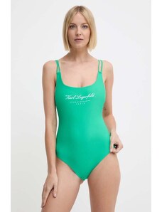 Karl Lagerfeld jednoczęściowy strój kąpielowy kolor zielony miękka miseczka
