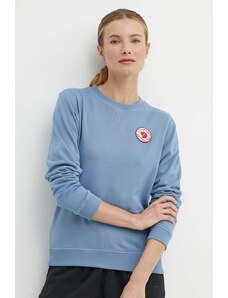 Fjallraven bluza bawełniana 1960 Logo Badge Sweater damska kolor niebieski z aplikacją F87230