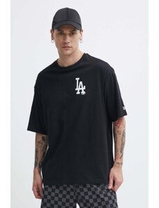 New Era t-shirt bawełniany męski kolor czarny z nadrukiem LOS ANGELES DODGERS