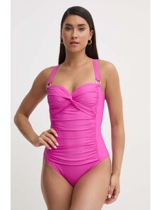 Dkny jednoczęściowy strój kąpielowy kolor różowy lekko usztywniona miseczka DI4MS565