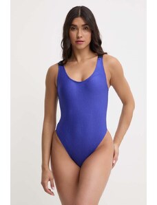 Calvin Klein jednoczęściowy strój kąpielowy kolor niebieski lekko usztywniona miseczka KW0KW02393