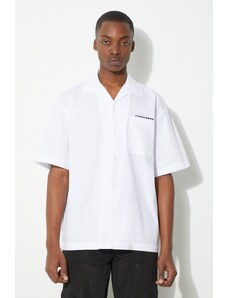 Carhartt WIP koszula bawełniana S/S Link Script Shirt męska kolor biały relaxed I033026.00AXX