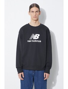 New Balance bluza Stacked Logo French męska kolor czarny z nadrukiem MT41500BK