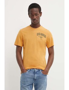 G-Star Raw t-shirt bawełniany męski kolor brązowy z nadrukiem