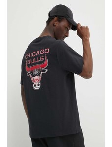 New Era t-shirt bawełniany męski kolor czarny z nadrukiem CHICAGO BULLS