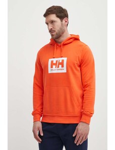 Helly Hansen bluza bawełniana kolor pomarańczowy z kapturem z nadrukiem 53289