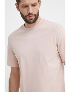 HUGO t-shirt bawełniany męski kolor różowy gładki 50488330