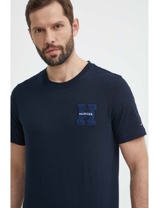 Tommy Hilfiger t-shirt bawełniany męski kolor granatowy z aplikacją MW0MW34436