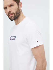 Tommy Hilfiger t-shirt bawełniany męski kolor beżowy z nadrukiem MW0MW34429