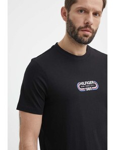 Tommy Hilfiger t-shirt bawełniany męski kolor czarny z nadrukiem MW0MW34429
