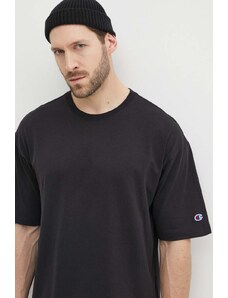 Champion t-shirt bawełniany męski kolor czarny gładki 220017