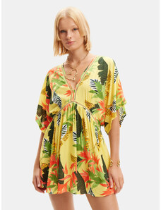 Desigual Sukienka plażowa Tropical Party 24SWMW23 Żółty Loose Fit