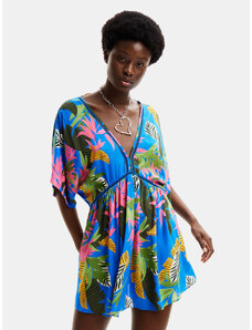 Desigual Sukienka plażowa Tropical Party 24SWMW23 Niebieski Loose Fit