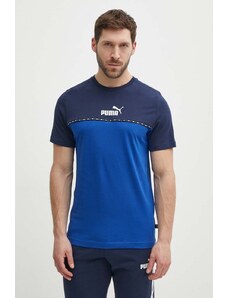 Puma t-shirt bawełniany męski kolor granatowy wzorzysty 673341