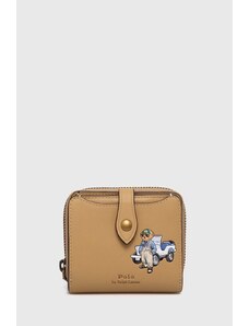 Polo Ralph Lauren portfel skórzany damski kolor beżowy 427937676