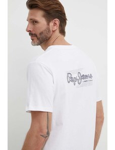 Pepe Jeans t-shirt bawełniany SINGLE CLIFORD męski kolor biały z nadrukiem PM509367