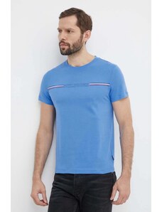 Tommy Hilfiger t-shirt bawełniany męski kolor niebieski z nadrukiem MW0MW34428