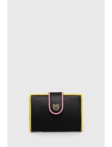 Pinko portfel skórzany damski kolor czarny 102840 A1K1
