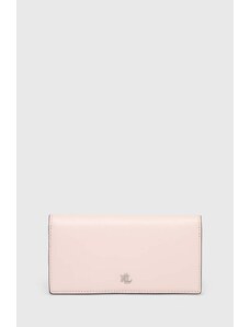 Lauren Ralph Lauren portfel skórzany damski kolor różowy 432935939