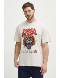 Puma t-shirt bawełniany męski kolor beżowy z nadrukiem 624737