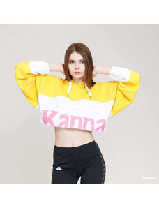 Damska bluza z kapturem Kappa Authentic Sand Claydee Yellow/ White/ Pink