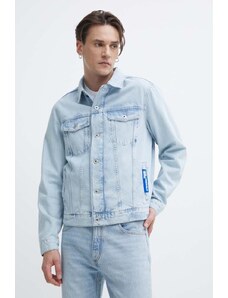 Karl Lagerfeld Jeans kurtka jeansowa męska kolor niebieski przejściowa