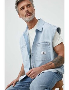 Calvin Klein Jeans bezrękawnik jeansowy męski kolor niebieski przejściowy J30J325309