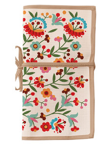 Folkifreckles Piórnik "Mexican Flowers" w kolorze kremowym ze wzorem - 37 x 22 cm