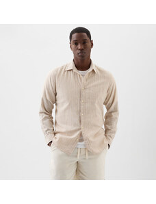 Koszula męska GAP Longsleeve Standard-Fit Linen Shirt Khaki Stripe