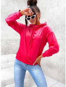 MOON Welurowa bluza z kapturem różowy neon (8270)