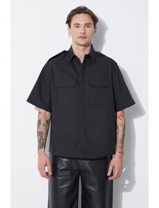 Neil Barrett koszula Loose Military Police Detail Short Sleeve Shirt męska kolor czarny regular z kołnierzykiem klasycznym MY60216A-Y037-001N