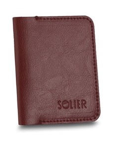 Solier Accessories Cienki skórzany męski portfel z bilonówką SOLIER SW16 SLIM bordowy