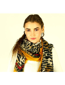 Valentina Oryginalny szal damski tigra design MAZZINI multi brąz