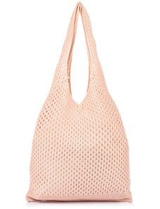Versoli Różowy worek Plażowy zakupowy A4 na lato torba bawełna C70