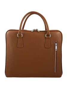 Barberini's Skórzana torba na laptopa Casual - Brązowa jasna