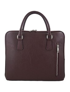 Barberini's Skórzana torba na laptopa Casual - Bordowa