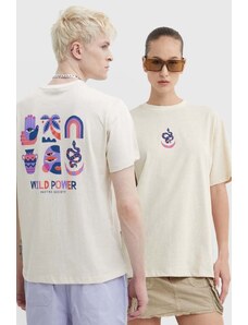 Kaotiko t-shirt bawełniany kolor beżowy z nadrukiem