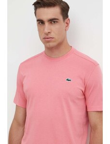 Lacoste t-shirt męski kolor różowy gładki