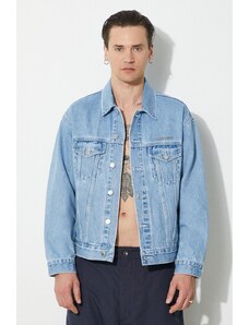 A Bathing Ape kurtka jeansowa Metal Logo Pin Denim Jacket męska kolor niebieski przejściowa oversize 1J80140056